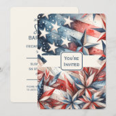 お祭り気分の赤白青パーティー招待状 招待状 (正面/裏面)