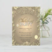 お祭り気分の金色の星の会社のクリスマス・パーティ 招待状 (スタンド正面)