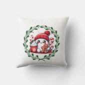 お祭り気分の雪だるまとジンジャーブレッドのクッション クッション (裏面)