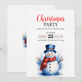 お祭り気分の雪だるまクリスマス・パーティー招待状 招待状 (正面/裏面)