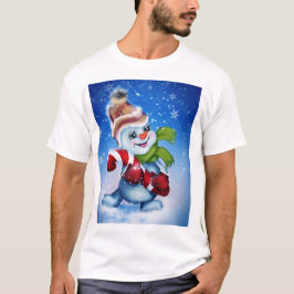お祭り気分の雪だるま Tシャツ