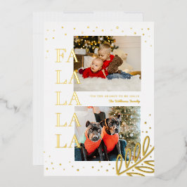 お祭り気分のFaLaLaLaLaクリスマス ホリデーカード 箔シーズンカード