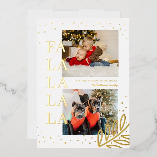 お祭り気分のFaLaLaLaLaクリスマス ホリデーカード 箔シーズンカード (封筒)