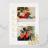 お祭り気分のFaLaLaLaLa クリスマス ホリデー カード (正面)