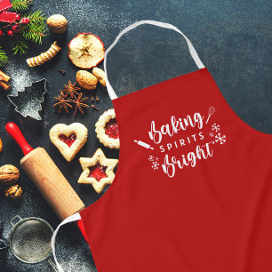 お祭り気分をキッチンに!「 Baking Spirits Bright 」クリスマスエプロン(赤) エプロン