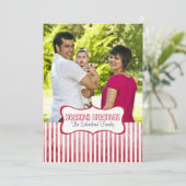お祭り気分を感じるストライプの写真を使ったホリデーグリーティング シーズンカード (スタンド正面)