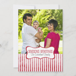 お祭り気分を感じるストライプの写真を使ったホリデーグリーティング シーズンカード