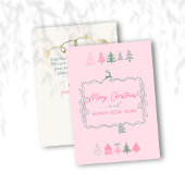 お祭り気分を添えたモダンなクリスマスカード ピンク シーズンカード