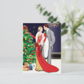 お祭り気分を盛り上げるアートデコのレトロなビンテージカップル シーズンポストカード (スタンド正面)