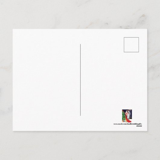 お祭り気分を盛り上げるアートデコのレトロなビンテージカップル シーズンポストカード (裏面)