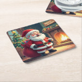 お祭り気分を盛り上げるクリスマスのインテリア雑貨 スクエアペーパーコースター (アングル)