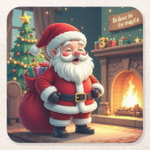 お祭り気分を盛り上げるクリスマスのインテリア雑貨 スクエアペーパーコースター (正面)