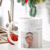 お祭り気分を盛り上げるクリスマス ピンク フォト コーヒーマグカップ