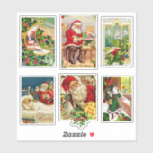 お祭り気分を盛り上げるビンテージクリスマスカード(サンタクロース) シール (シート)