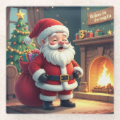 お祭り気分を盛り上げるホリデーインテリアアクセント - クリスマス装飾 ガラスコースター (正面)