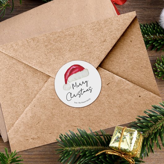 お祭り気分を盛り上げる ミニマルなサンタ帽がキュートなクリスマス ラウンドシール