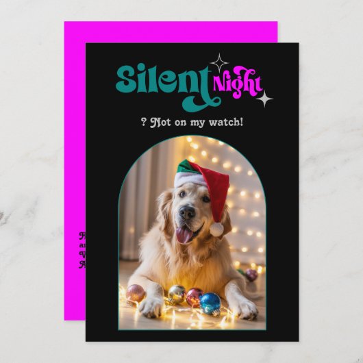 お祭り気分を盛り込んだ、ユーモアあふれるレトロなペット犬のクリスマス写真 シーズンカード (正面/裏面)