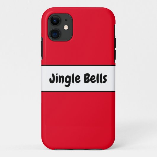 お祭り気分を高める鮮やかな赤と白のストライプ - ジングルベル テキスト Case-Mate iPhoneケース (裏面)