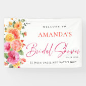 お祭り気分を高める 明るい花の花束 シトラス ブライダルシャワー 横断幕 (横)