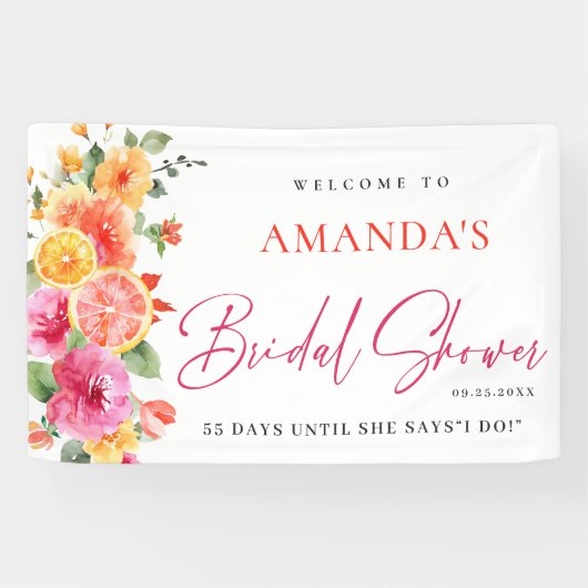 お祭り気分を高める 明るい花の花束 シトラス ブライダルシャワー 横断幕 (横)