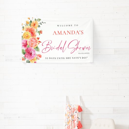 お祭り気分を高める 明るい花の花束 シトラス ブライダルシャワー 横断幕 (インサイチュ)