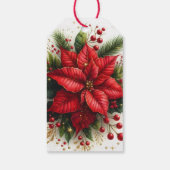 お祭り気分を高める 赤いポインセチアのクリスマス フラワー ギフト タグ (裏面)
