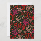 お祭り気分を高める 赤いワンラインアートのクリスマス家族写真 シーズンカード (裏面)