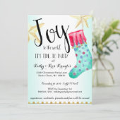 お祭り気分満載のクリスマスストッキング＆スターズパーティー招待状 招待状 (スタンド正面)