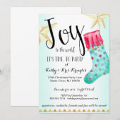 お祭り気分満載のクリスマスストッキング＆スターズパーティー招待状 招待状 (正面/裏面)