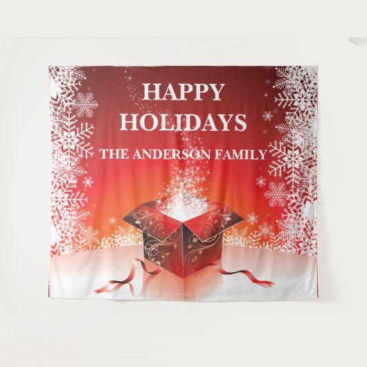 お祭り気分満載のクリスマスプレゼントサプライズ雪の結晶 タペストリー (正面(横))