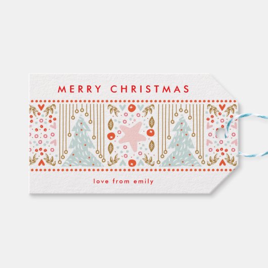 お祭り気分満載のクリスマスホリデーカスタム ギフトタグ (正面(横))