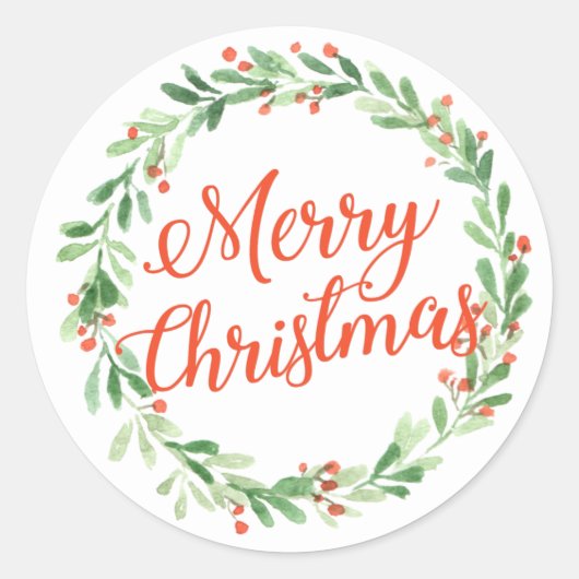 お祭り気分満載のクリスマスリースステッカー ラウンドシール (正面)