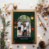 お祭り気分満載のグリーン&ゴールド エレガント ファミリー シーズンカード