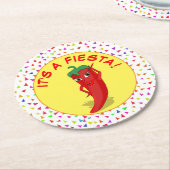 お祭り気分満載のコンフェッティ柄 ラウンドペーパーコースター (アングル)