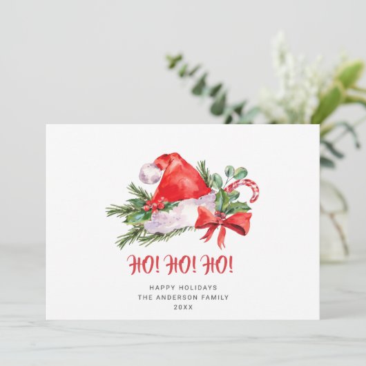 お祭り気分満載のサンタクロースの帽子を使ったクリスマスグリーティング シーズンカード (スタンド正面)