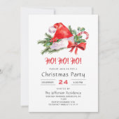 お祭り気分満載のサンタクロースの帽子　ホリデー　クリスマスパーティー 招待状 (正面)