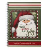 お祭り気分満載のサンタクロース 赤と緑のクリスマス 子供の願いリスト ノートブック (正面)