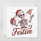 お祭り気分満載のスケルトンスナッキーなクリスマス sarcastic シーズンカード (正面)
