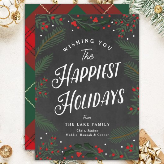 お祭り気分満載のチェック柄とグリーンと実のカスタム シーズンカード