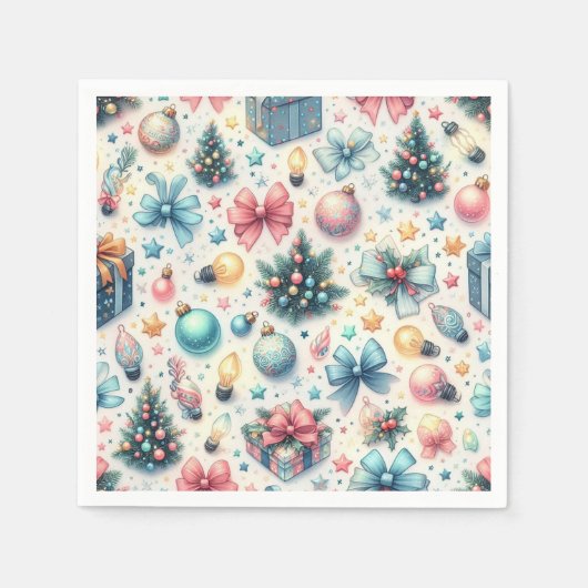 お祭り気分満載のホリデーシーズン用紙皿 スタンダードカクテルナプキン (正面)