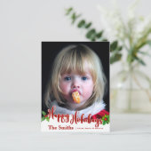 お祭り気分満載のホリデー カリグラフィー | ホリー | 写真 シーズンポストカード (スタンド正面)