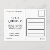 お祭り気分満載のホリデー フラミンゴ 赤と緑のクリスマス ライト ポストカード (裏面)