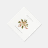 お祭り気分満載のホリーベリーオーナメント　メリークリスマス スタンダードカクテルナプキン (角)