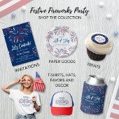 お祭り気分満載の愛国的な花火　7月4日パーティー 招待状