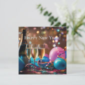 お祭り気分満載の新年祝賀 - カスタマイズ可能なテキスト シーズンカード (スタンド正面)