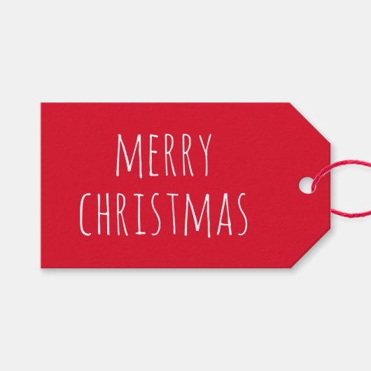 お祭り気分満載の赤いクリスマス | かわいい冬のホリデー ギフトタグ (正面(横))