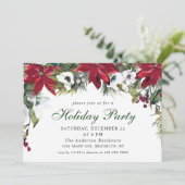 お祭り気分満載の赤いポインセチアのクリスマス パーティー 招待状 (スタンド正面)