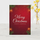 お祭り気分満載の赤と金のクリスマスグリーティングカード カード (黄色い花)