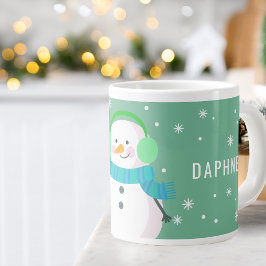 お祭り気分満載の雪だるまスノーフレーククリスマスプレゼント ジャンボコーヒーマグカップ