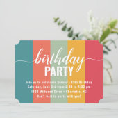 お祭り気分満載の鮮やかなカラーパレットの誕生日 招待状 (スタンド正面)